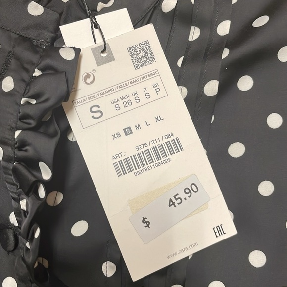 Zara women ruffle polka dot blouse. Small. NWT! - Picture 3 of 8